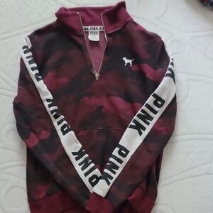 PINK Victoria's Secret Burgundy Camo Quarter-Zip